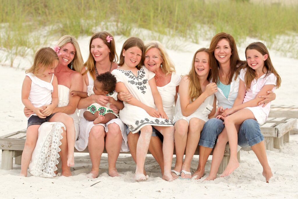 large family photoshoot on the beach